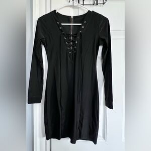 Sexy Black Lace-Up Dress